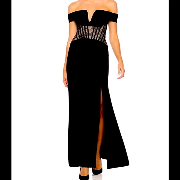 BCBG! Dress Gown Prom Formal Gala Long Black - Picture 4 of 8